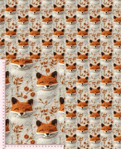 Кулир с лайкрой Лисички вязаный принт 3213