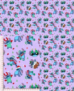 Кулир с лайкрой НОВОГОДНИЙ СТИЧ НА СИРЕНЕВОМ 3218