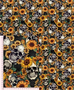 Сатин ЧЕРЕПА С ПОДСОЛНУХОМ 3239