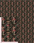 Сатин МУХОМОРЫ НА ЧЕРНОМ 3235