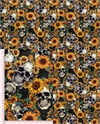 Сатин ЧЕРЕПА С ПОДСОЛНУХОМ 3239