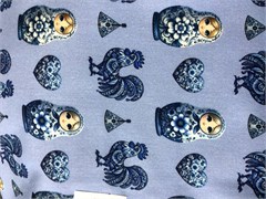 Сатин  МАТРЕШКИ НА ГОЛУБОМ 3247