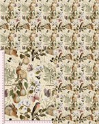 Сатин ЗАЙЦЫ В САДУ С ГРУШАМИ 3260